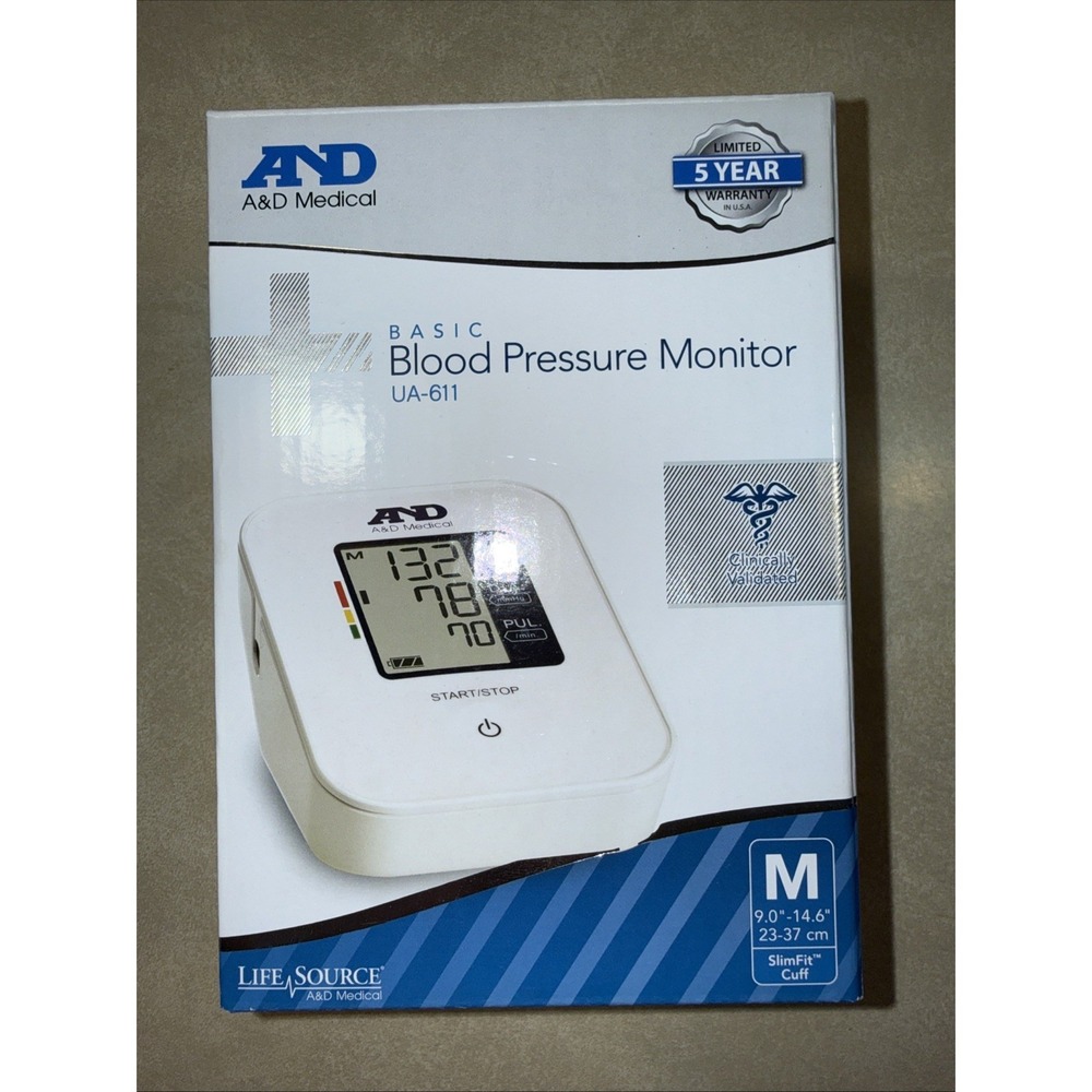 A&D Medical Essential Digital Blood Pressure Monitor Upper Arm NEW in Box UA-611
